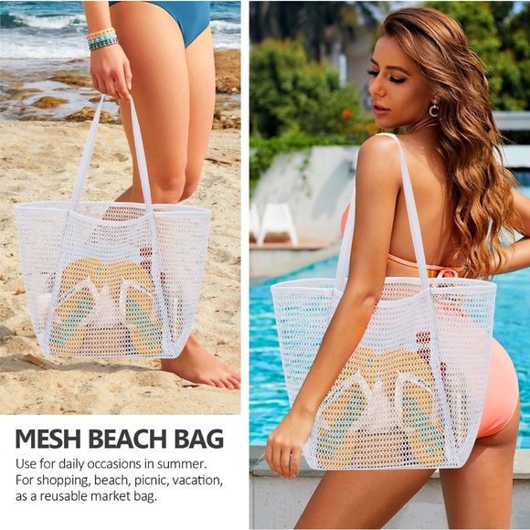 Mesh Large Tote-White - Picture 4 of 5